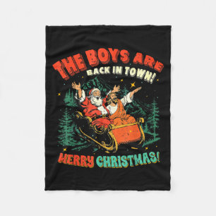 Funny Jesus Santa The Boys Are Back In Town Merry  Fleece Blanket