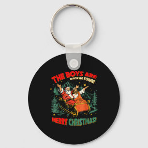 Funny Jesus Santa The Boys Are Back In Town Merry  Keychain