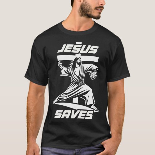 Funny Jesus Saves Christian Baseball Pitcher Coach T_Shirt