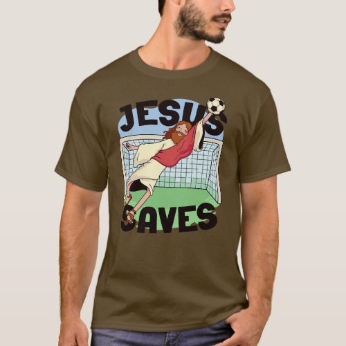 Funny Jesus Saves Holy Goalie Christian Humor Jesu T_Shirt