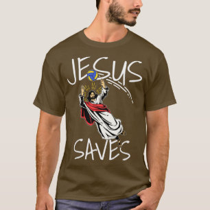 Funny Jesus Saves Volleyball Gift Print Volleyball T-Shirt