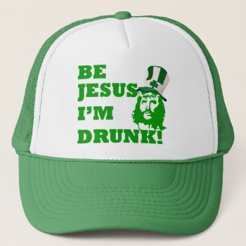 Funny Jesus  St Patrick's Day Trucker Hat by Paddy_O_Doors at Zazzle