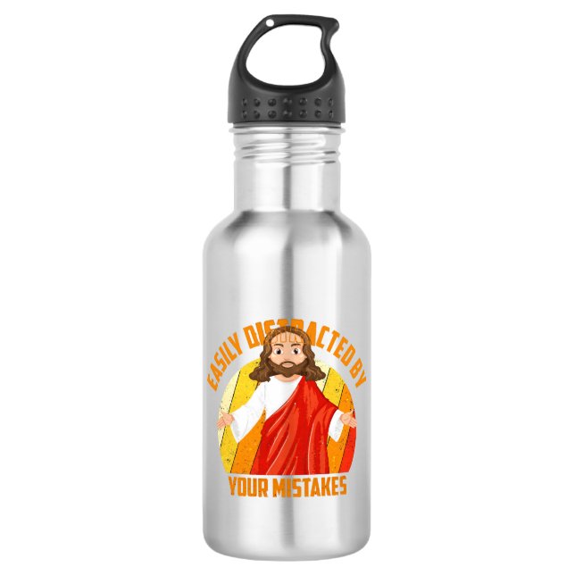 Funny Jesus Stainless Steel Water Bottle (Front)