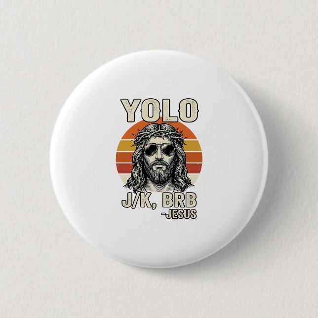Funny Jesus Vintage Sunset Engraving Quote Design_ Button (Front)
