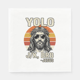 Funny Jesus Vintage Sunset Engraving Quote Design_ Napkins