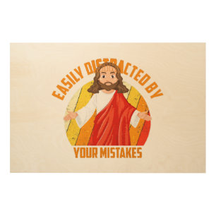 Funny Jesus Wood Wall Art