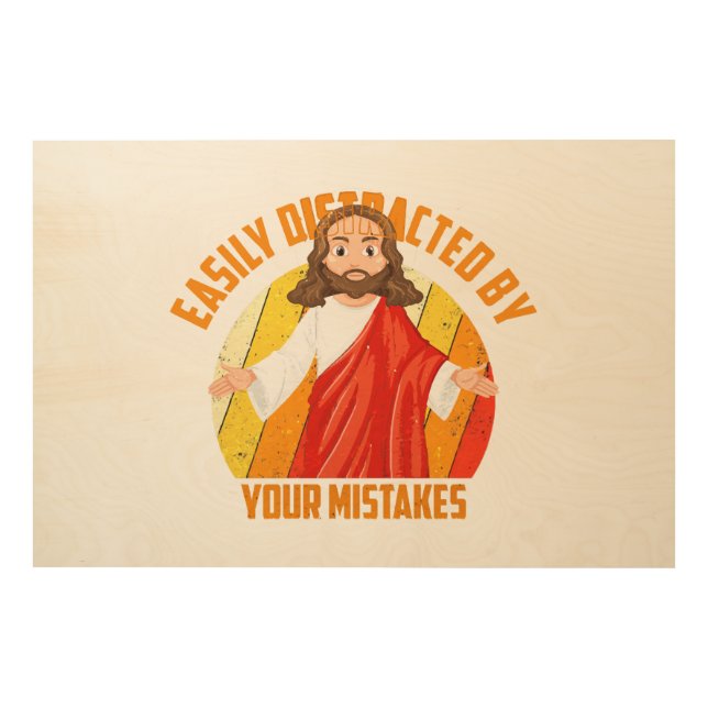 Funny Jesus Wood Wall Art (Front)