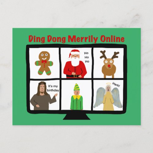 Funny Jesus zoom pun Christmas Holiday Postcard