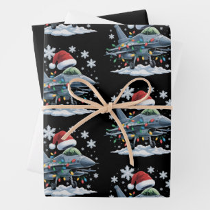 Funny Jet Fighter Military Christmas Holiday Xmas Wrapping Paper Sheets