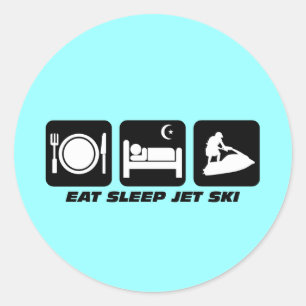 Funny jet ski classic round sticker