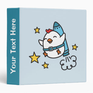 Funny Jetpack Chicken Design 3 Ring Binder