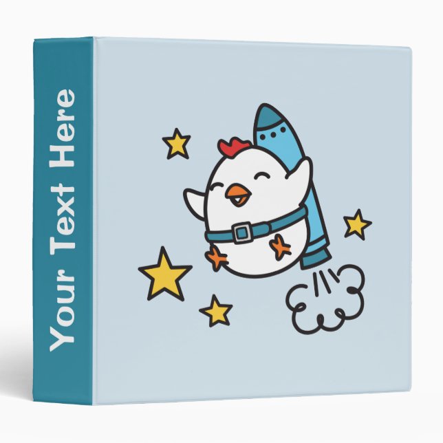 Funny Jetpack Chicken Design 3 Ring Binder (Front/Spine)