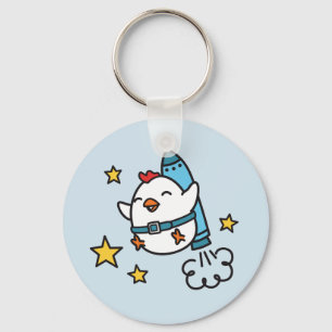 Funny Jetpack Chicken Design Keychain
