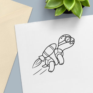 Funny Jetpack Turtle Self-inking Stamp