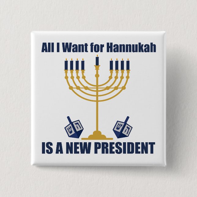 Funny Jewish Anti Trump Political Hanukkah Button (Front)