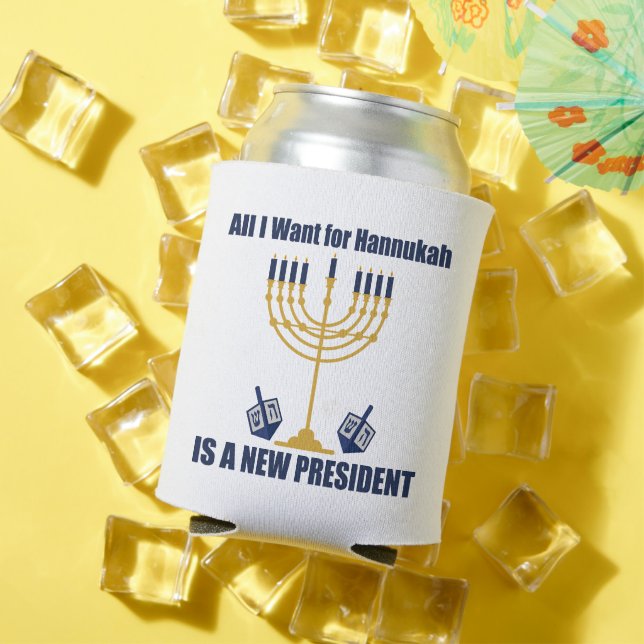 Funny Jewish Anti Trump Political Hanukkah Can Cooler (In Situ Summer)