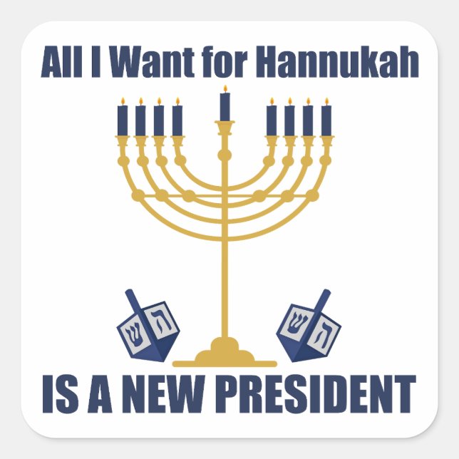 Funny Jewish Anti Trump Political Hanukkah Square Sticker (Front)