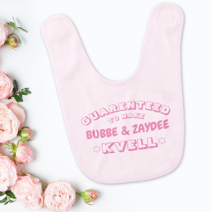Funny Jewish Bubbe & Zaydee (or other name) Pink  Baby Bib