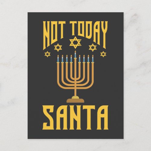 Funny Jewish Christmas Not Today Santa Hanukkah Postcard