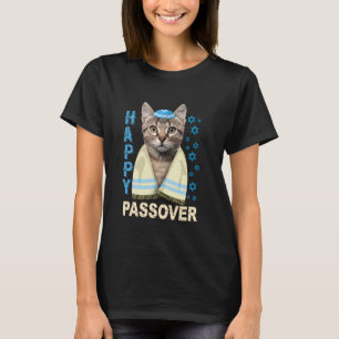 Funny Jewish Cute Cat With Kippah Matzah Happy Pas T-Shirt