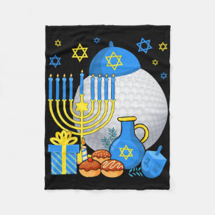 Funny Jewish Golf Ball Menorah Happy Hanukkah Chan Fleece Blanket