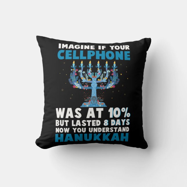 Funny Jewish Hanukkah christmas menorah judaism Throw Pillow (Front)