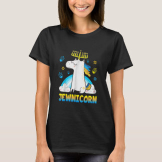 Funny Jewish Hanukkah Unicorn Menorah Jewnicorn T-Shirt