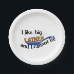 Funny Jewish Latke Hanukkah paper plates<br><div class="desc">Makes a great Hanukah gift! Designed by artist and copyright Eclectic Judaica.</div>