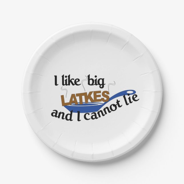 Funny Jewish Latke Hanukkah paper plates (Front)