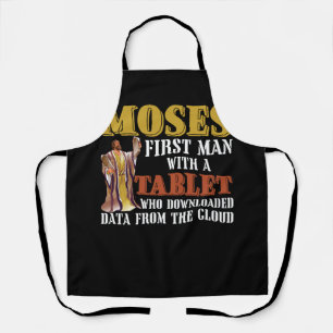 Funny Jewish Passover Moses Tablet Data Cloud Comp Apron