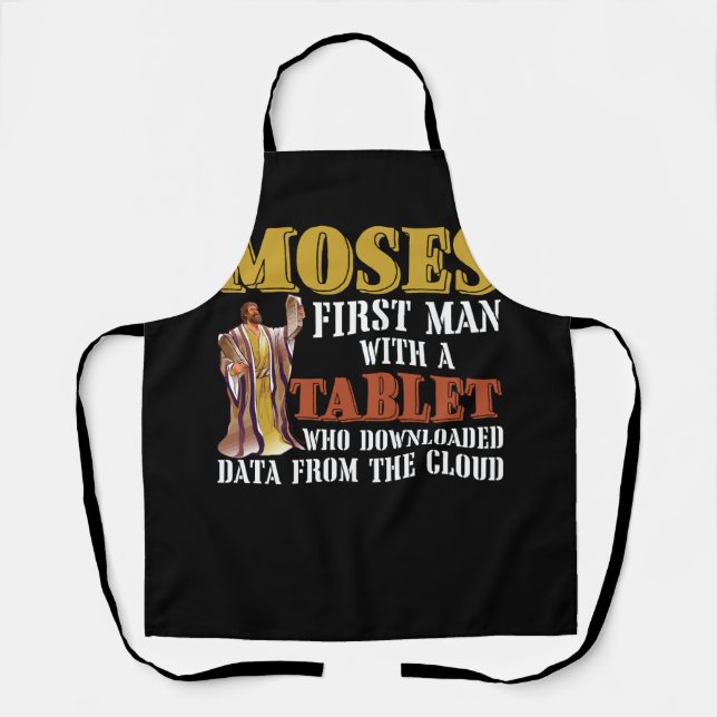 Funny Jewish Passover Moses Tablet Data Cloud Comp Apron (Front)