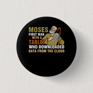 Funny Jewish Passover Moses Tablet Data Cloud Comp Button