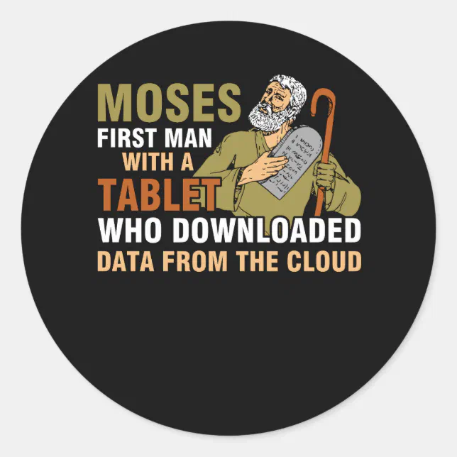 Funny Jewish Passover Moses Tablet Data Cloud Comp Classic Round