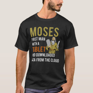 Funny Jewish Passover Moses Tablet Data Cloud Comp T-Shirt