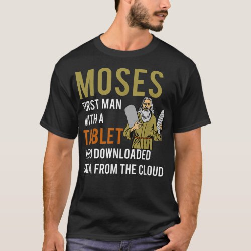 Funny Jewish Passover Moses Tablet Data Cloud Comp T_Shirt