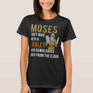 Funny Jewish Passover Moses Tablet Data Cloud Comp T-Shirt
