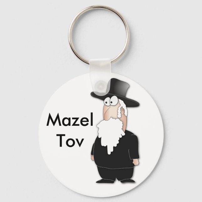 Funny Jewish rabbi - cool cartoon Keychain (Front)