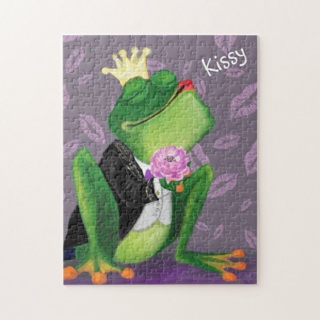 Funny Jigsaw Puzzle with Frog Prince - Kissy (Vertical)