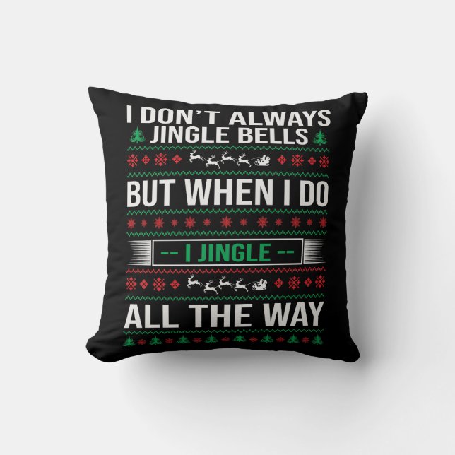 Funny Jingle Bells Christmas Throw Pillow (Front)