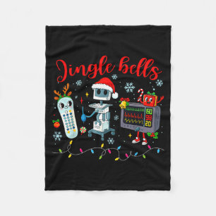 Funny Jingle Bells Telemetry Nurse Christmas Tech Fleece Blanket