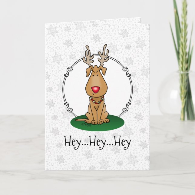 Funny Jingle This Red Nose Reindeer Dog Cute Card (Front)