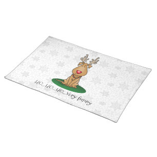 Funny Jingle This Red Nose Reindeer Dog Cute Cloth Placemat