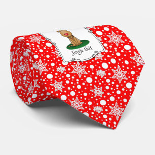 Funny Jingle This Red Nose Reindeer Dog Cute Neck Tie