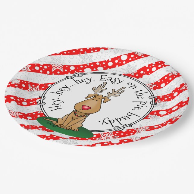Funny Jingle This Red Nose Reindeer Dog Cute Paper Plates (Angled)