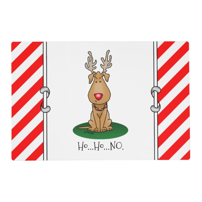 Funny Jingle This Red Nose Reindeer Dog Cute Placemat (Back)