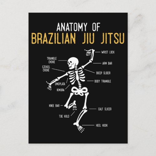 Funny Jiu Jitsu Fighter Anatomy BJJ Training Humor Postcard
