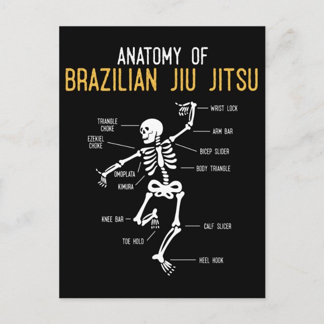 Funny Jiu Jitsu Fighter Anatomy BJJ Training Humor Postcard (Front)