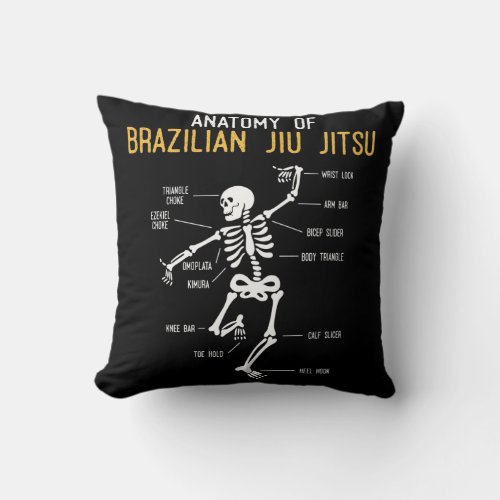 Funny Jiu Jitsu Fighter Anatomy BJJ Training Humor Throw Pillow