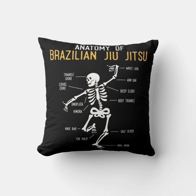 Funny Jiu Jitsu Fighter Anatomy BJJ Training Humor Throw Pillow (Front)