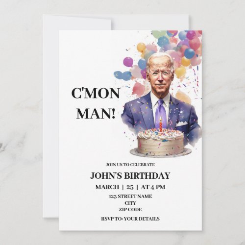 Funny Joe Biden Birthday invitation